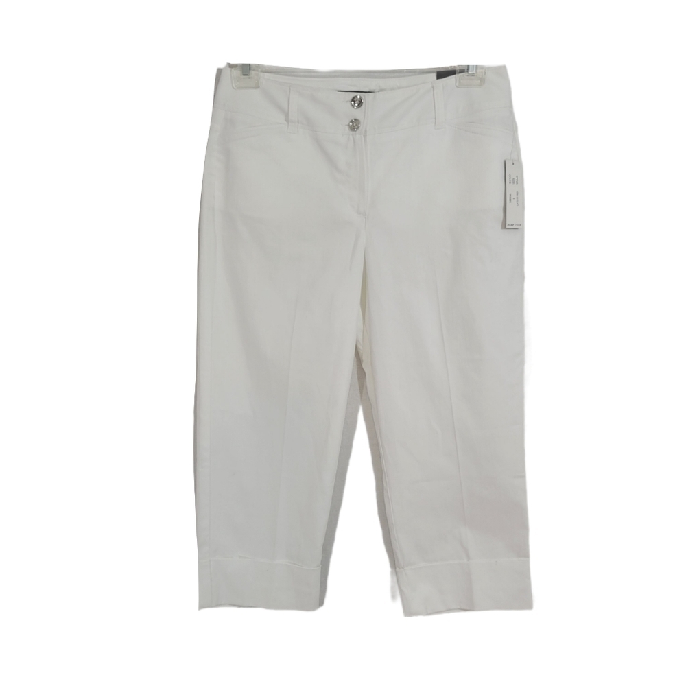 NWT Larry Levine White Capris Pants